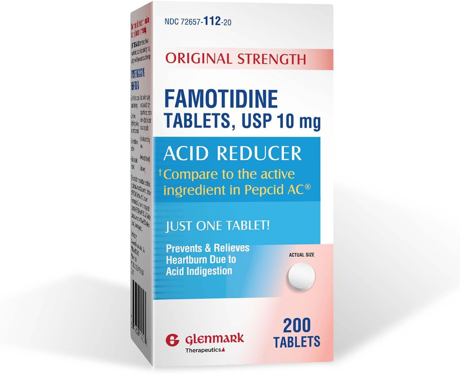 Original Strength Famotidine Tablets, 10 Mg, Acid Reducer for Heartburn Relief,