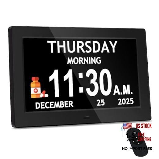 10.1'' Extra Large Digital Clock, 1280*800p HD Display, Dementia 10.1" Black