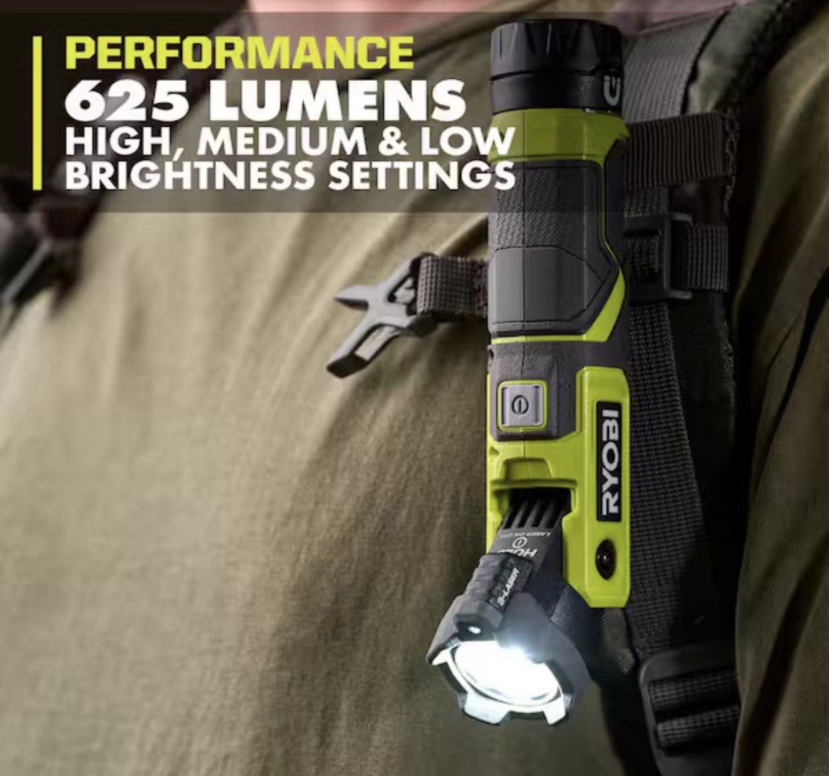 Ryobi USB Lithium LED Pivoting Laser Flashlight Kit NEW + extra battery!