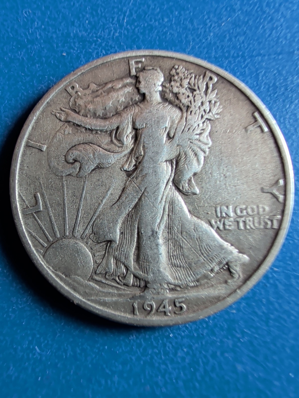 1945 Walking Liberty Half Dollar. S Mint Low Mintage.