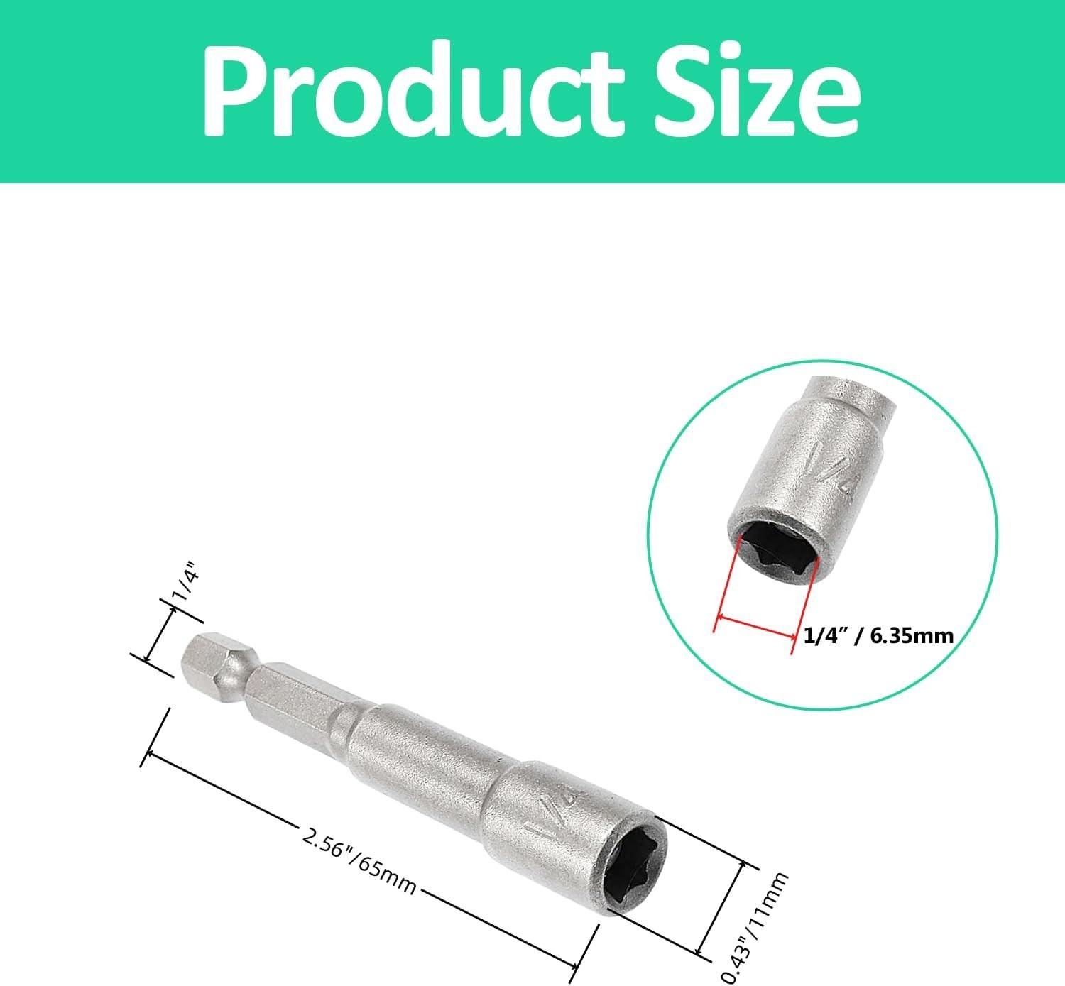 4/10Pc 1/4'' Hex Shank Magnetic Power Nut Driver Bit Sets, 1/4 Inch Quick Change