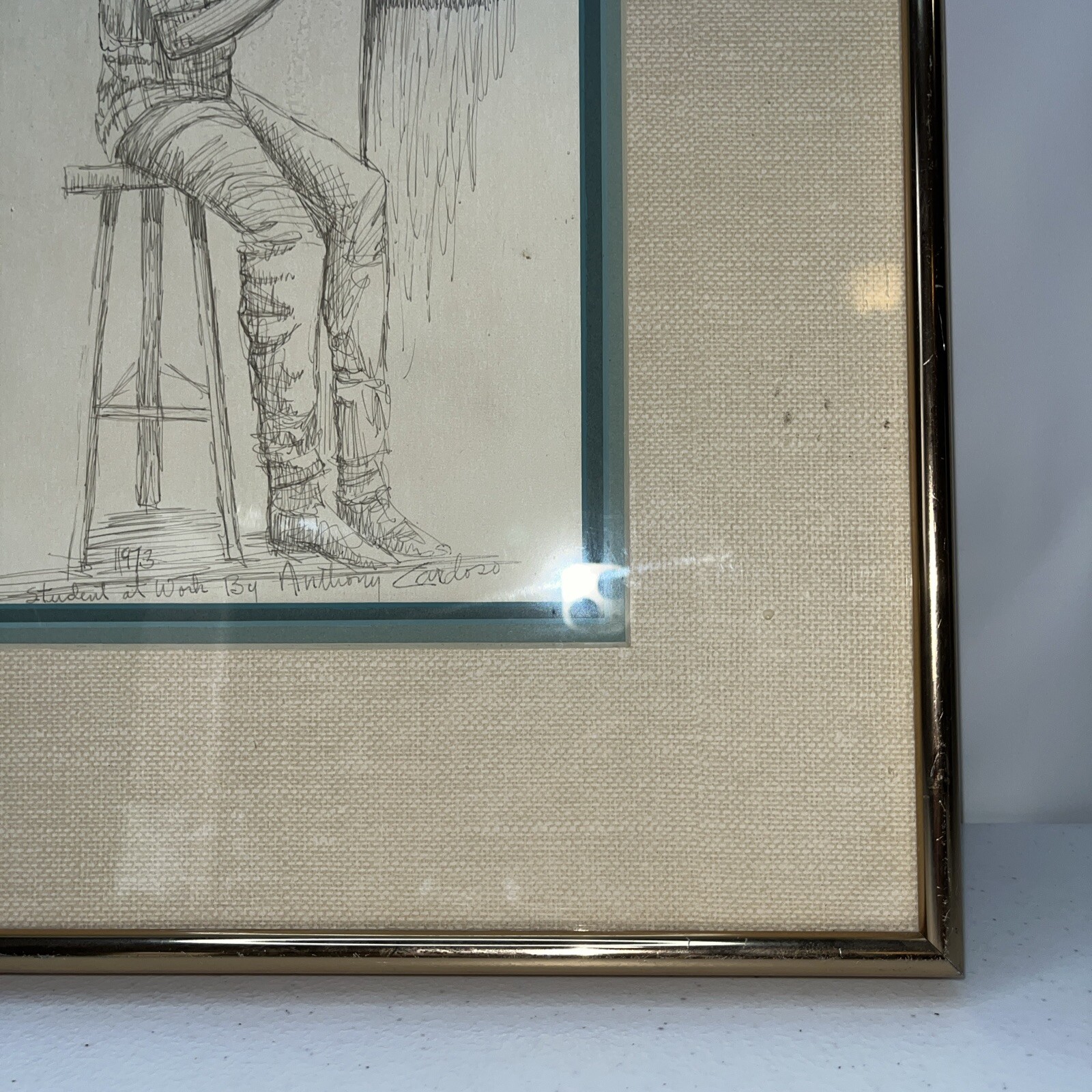 Anthony Cardoso Drawing 1973 Framed Signed Rare Original