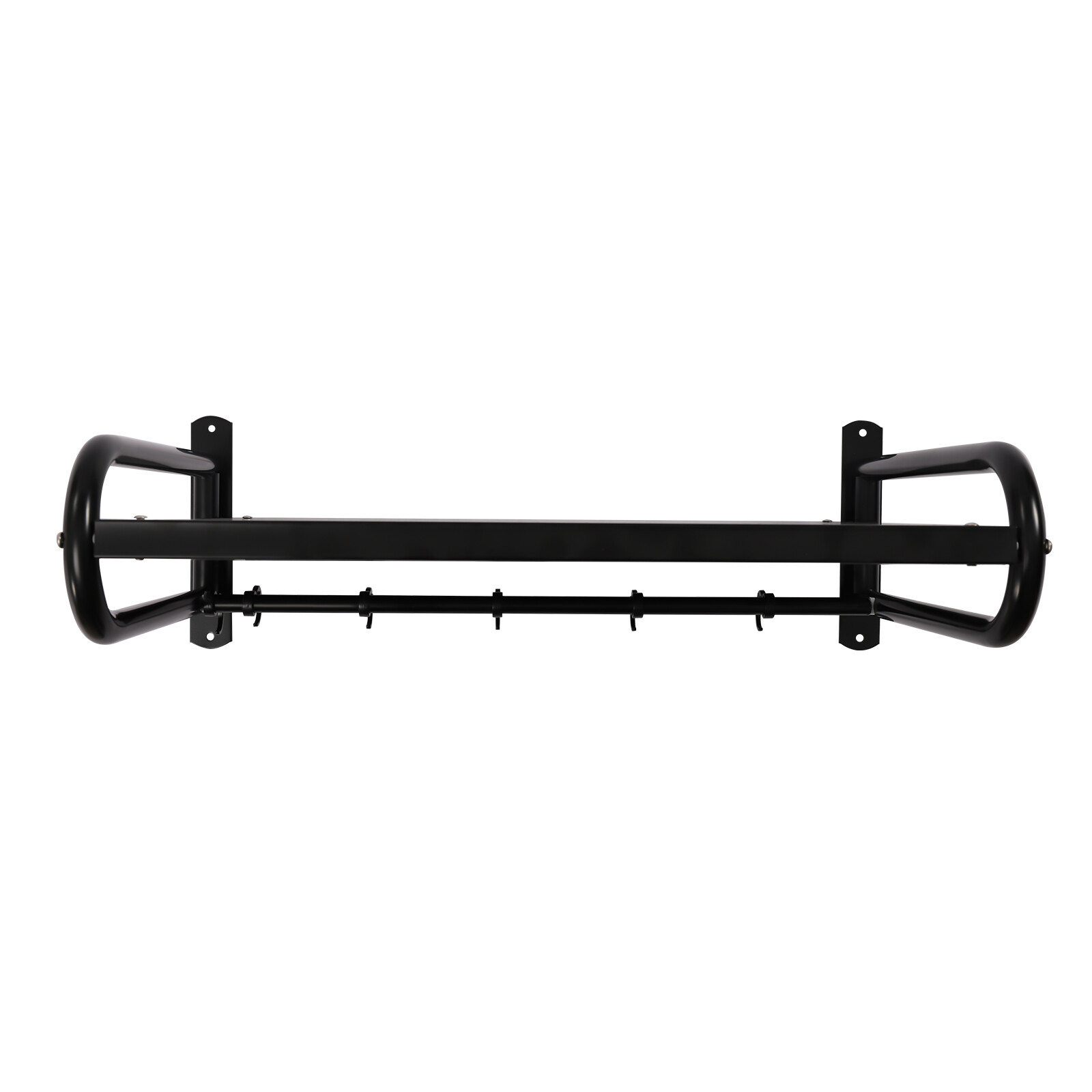 Kitchen Pan Pot Rack Wall Mounted Hanging Storage Organizer Shelf With 6 Hooks