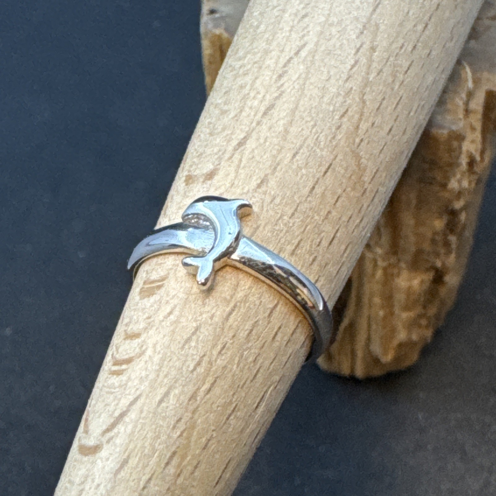 Rhodium Plated .925 Sterling Silver Dolphin Toe Ring
