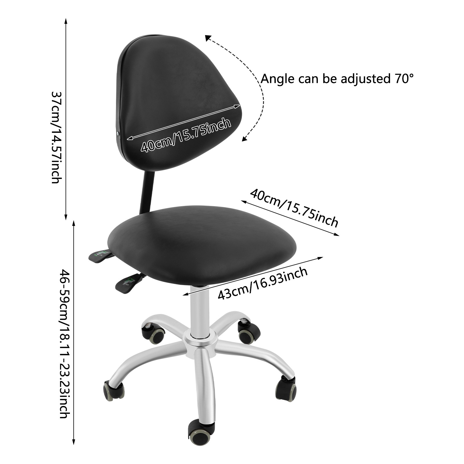 Adjustable Saddle Swivel Chair Ergonomic Rolling Stool w/ Backrest for Office