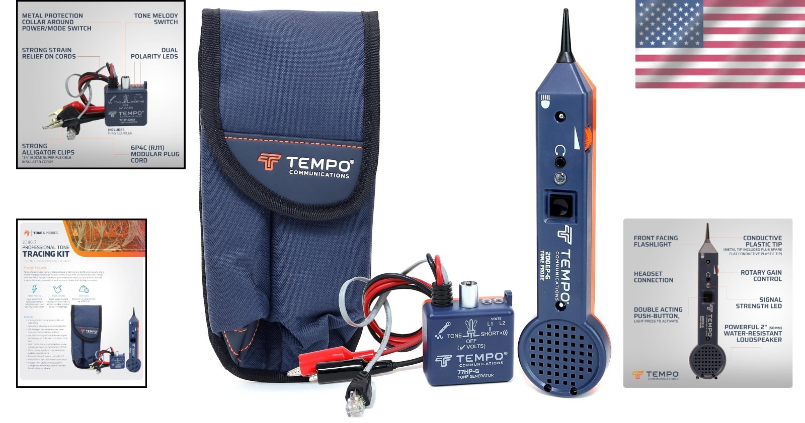 Battery Powered Wire Tracer Electrical Kit with LED Indicator and Worklight