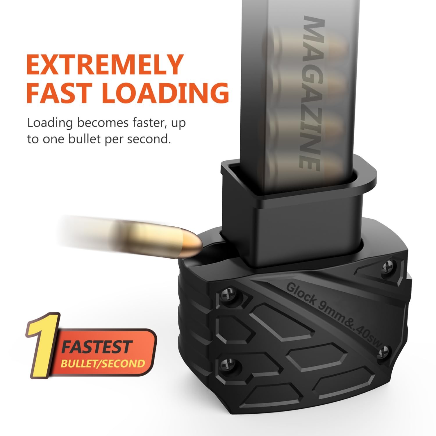 Glock 9mm/.40 Speed Loader for Models 17-19, 22-27, 34-35, 45, 47 - Black