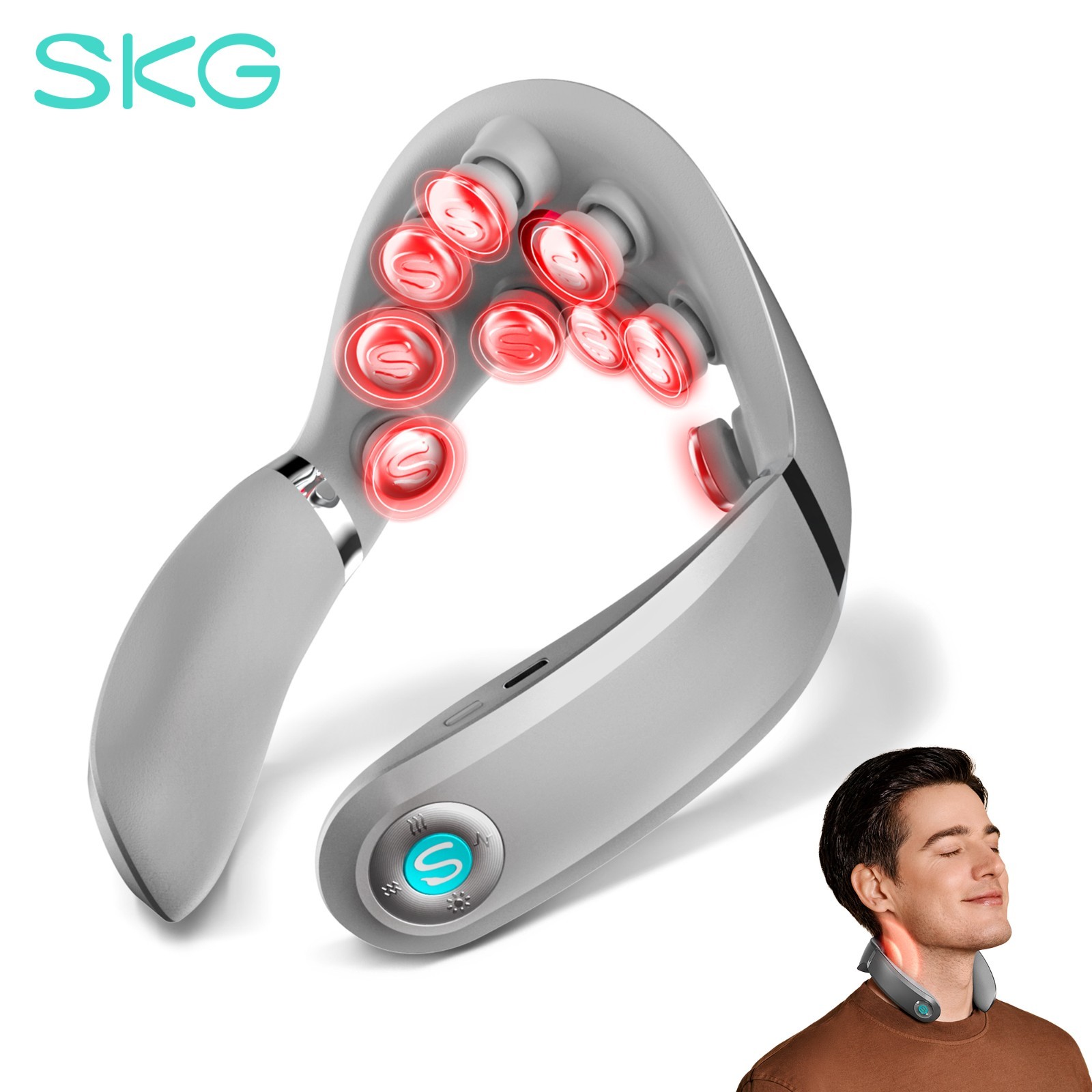 SKG Neck Massager with Heat-9D Portable Deep Tissue Neck Massager G7 Pro-E