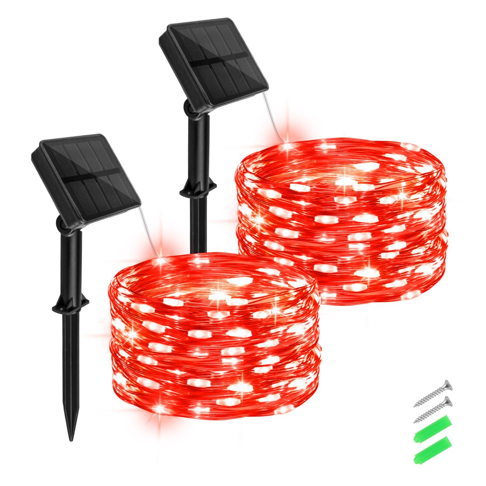 Red Solar Fairy Lights Outdoor Waterproof16.4ft 50led Solar String Lights Red Fo