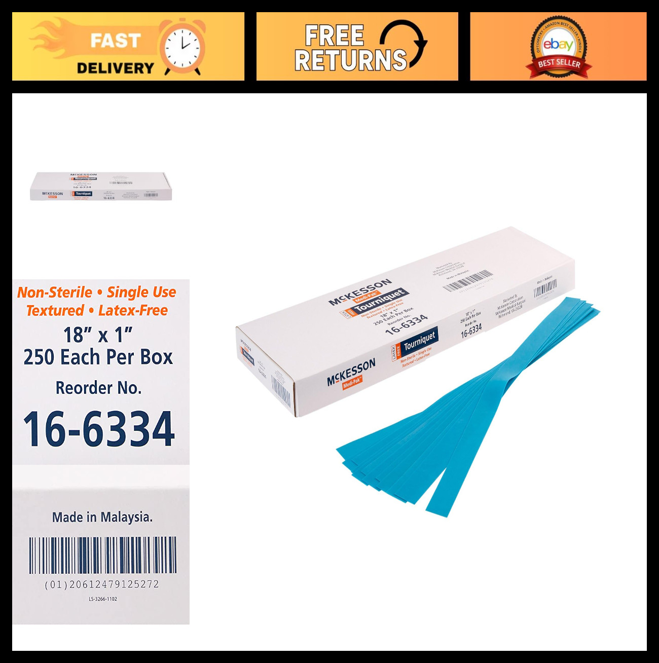 18" Tourniquet Bands - TPE Medical Supplies, Pack of 250 for First Aid & Emergen