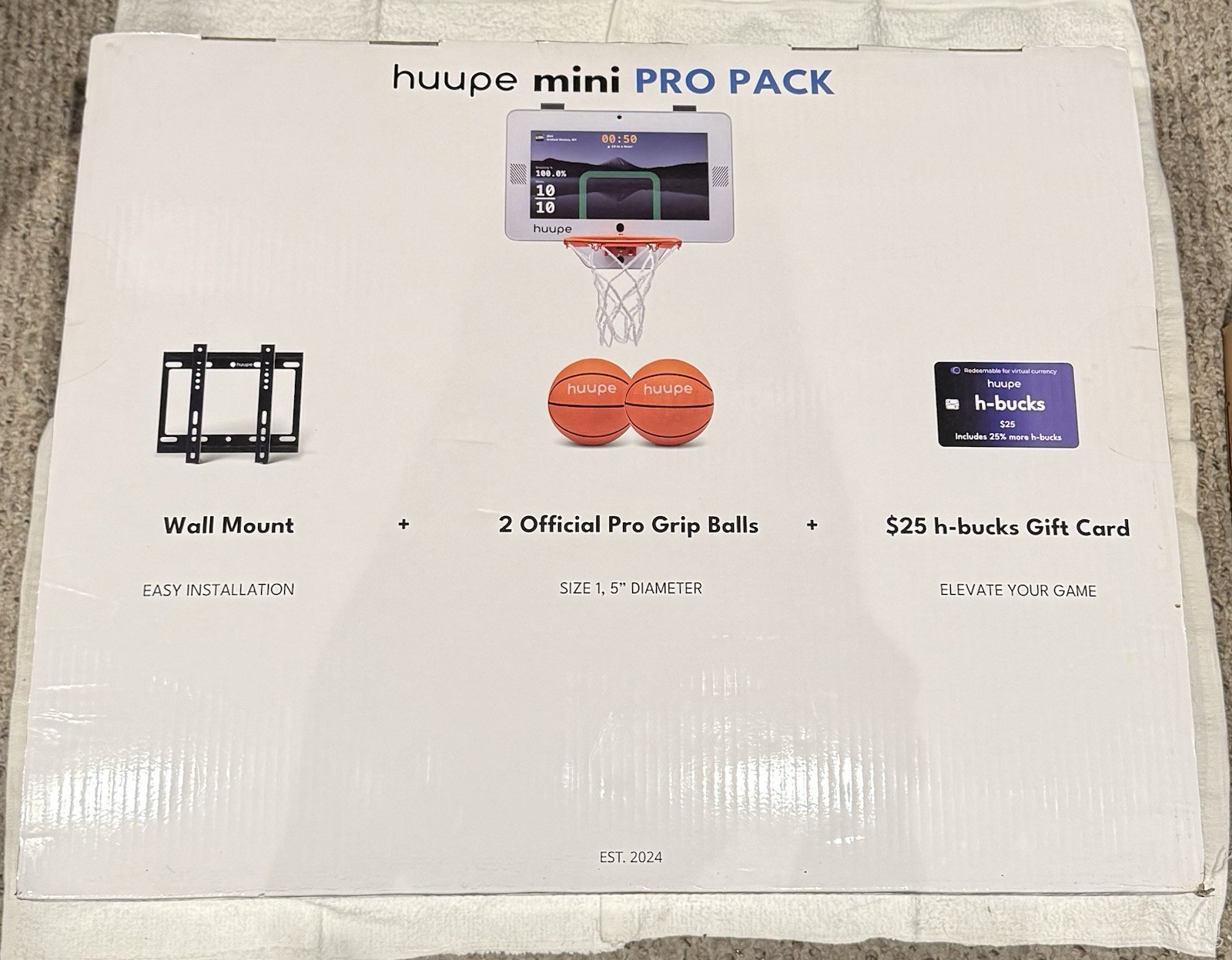 BRAND NEW Huupe Mini Pro Pack Smart Hoop with Wall Mount Indoor Basketball Goal