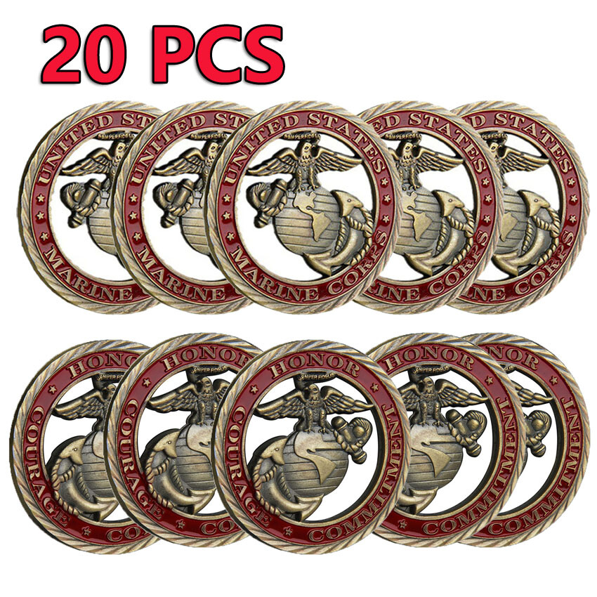 20PCS USMC Bronze Challenge Coin Commemorative USA Marine Corps Collectible Coin