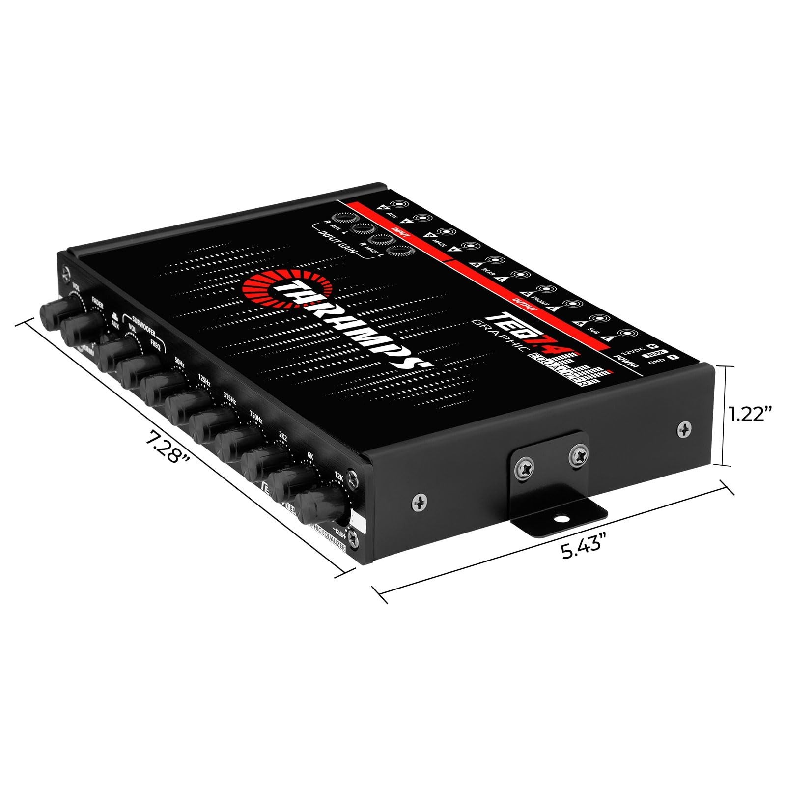 7-Band Graphic Equalizer for Car Audio, RCA Input/Output, Auxiliary Gain, Fader