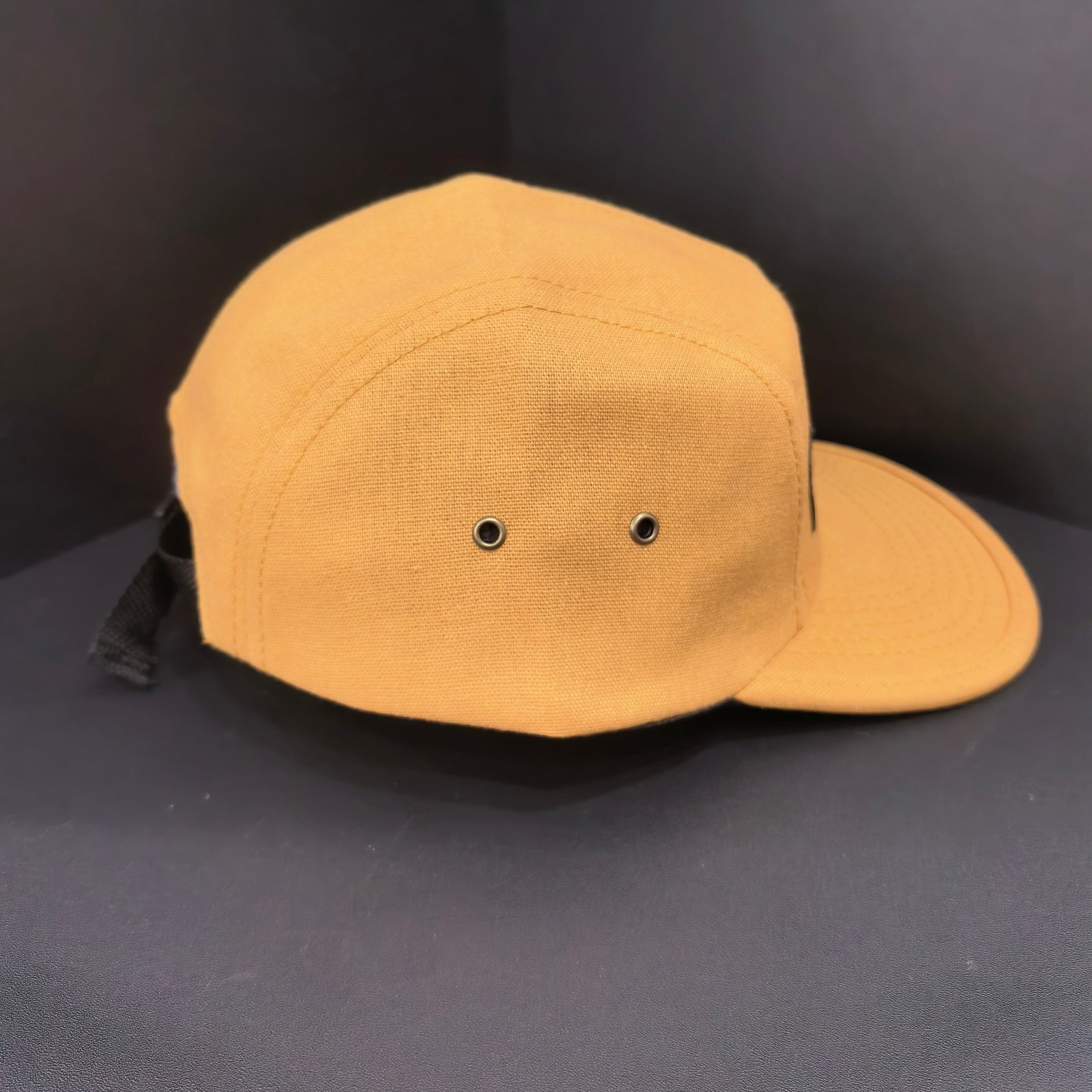 Supreme Ginger Yellow Flat-Brim Cap with Black Patch Logo