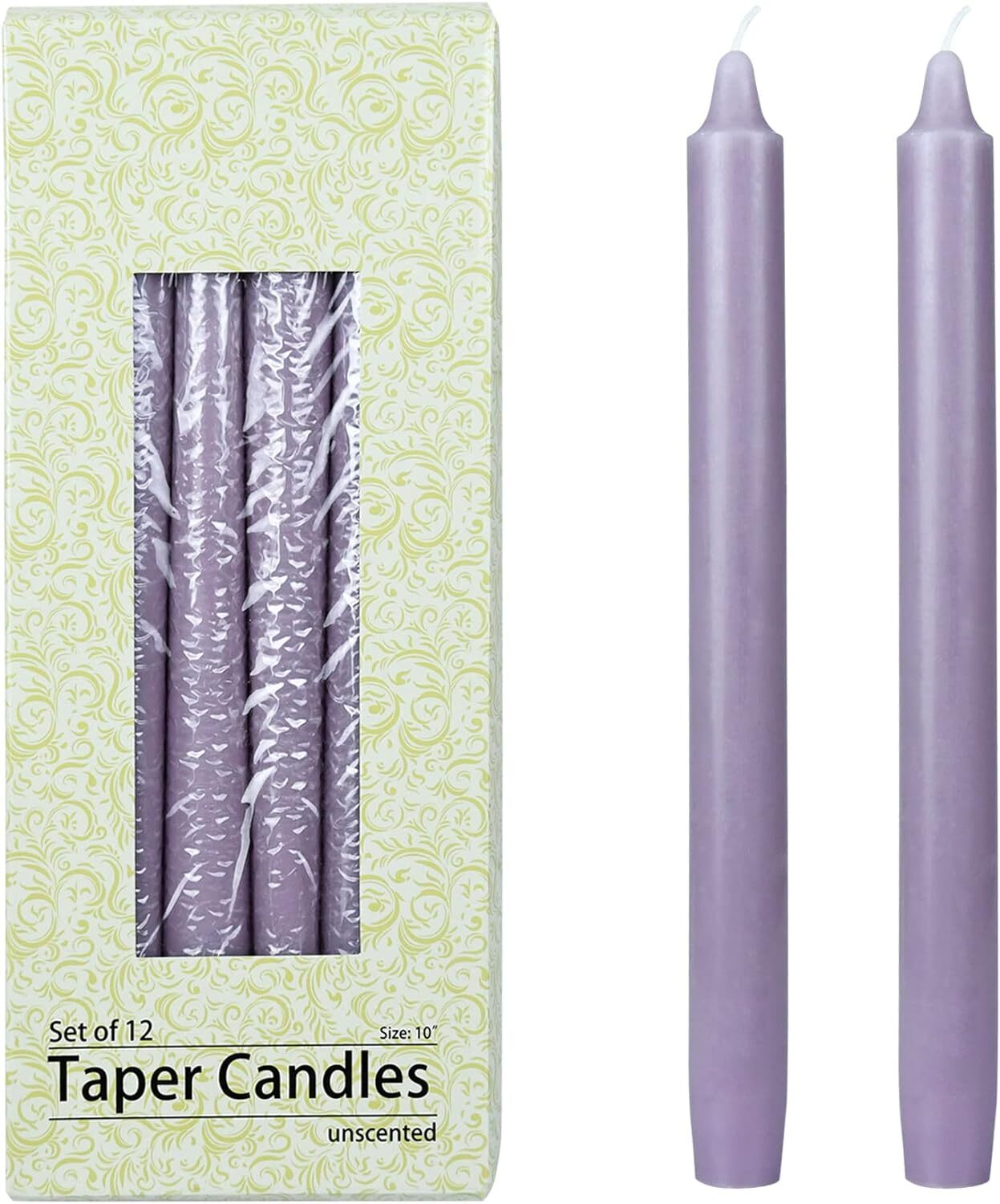 Zest Candle 12-Piece Taper Candles, 10-Inch, Lavender Straight