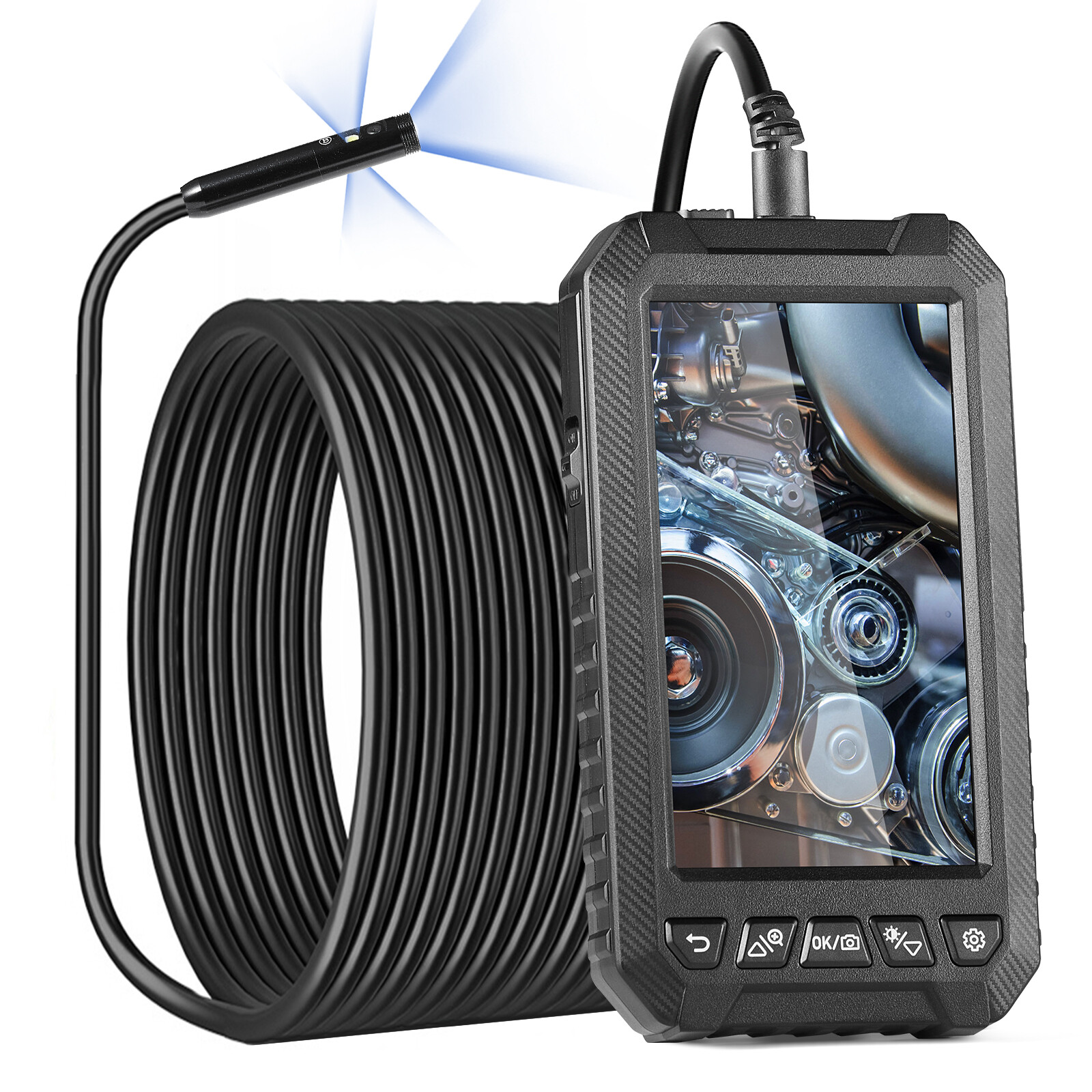 VEVOR Endoscope Camera with Lights Triple Lens Borescope 49.2FT Cable 5" Screen