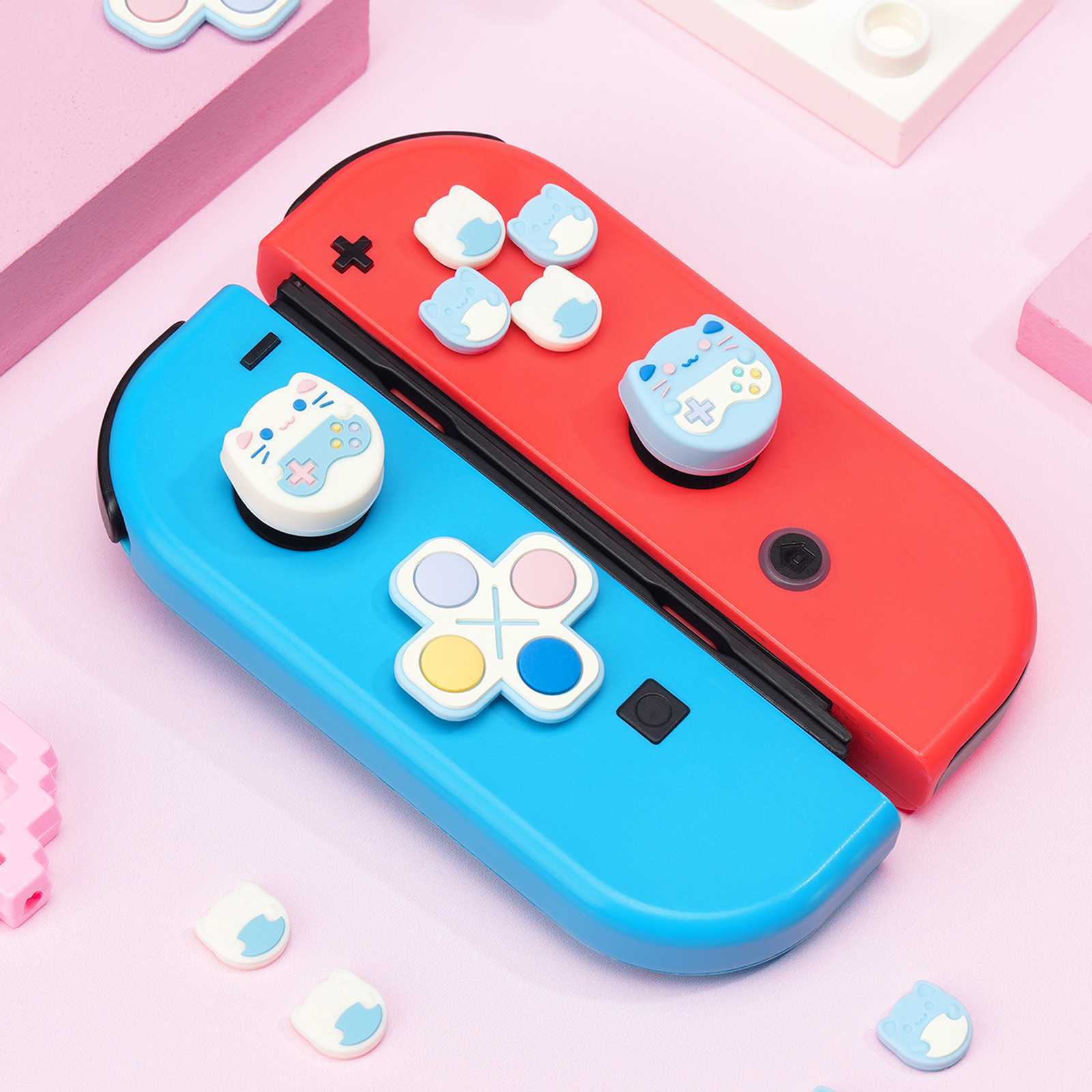 GeekShare D-Pad Button Caps & Thumb Grips for Nintendo Switch/ OLED Game Cat