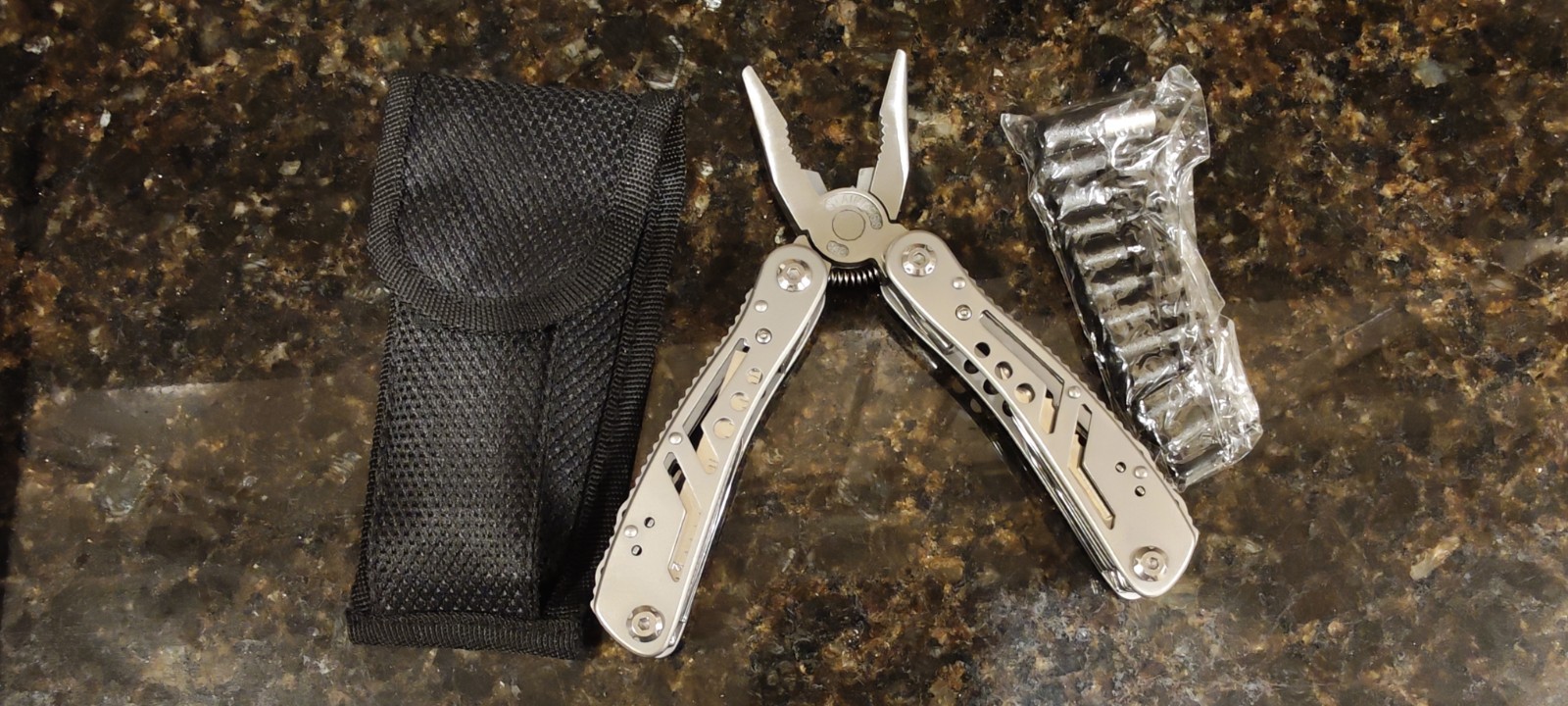 Stainless Steel Multi-Tool Pliers w/ Bit Kit Extension & Nylon Sheath