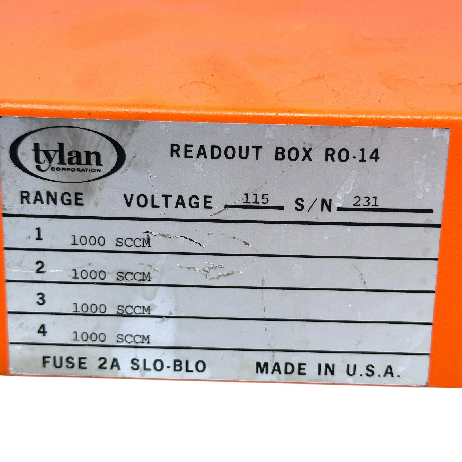 Tylan RO-14 Readout Box 4-Channel Mass Flow Controller Gas Control System 115V