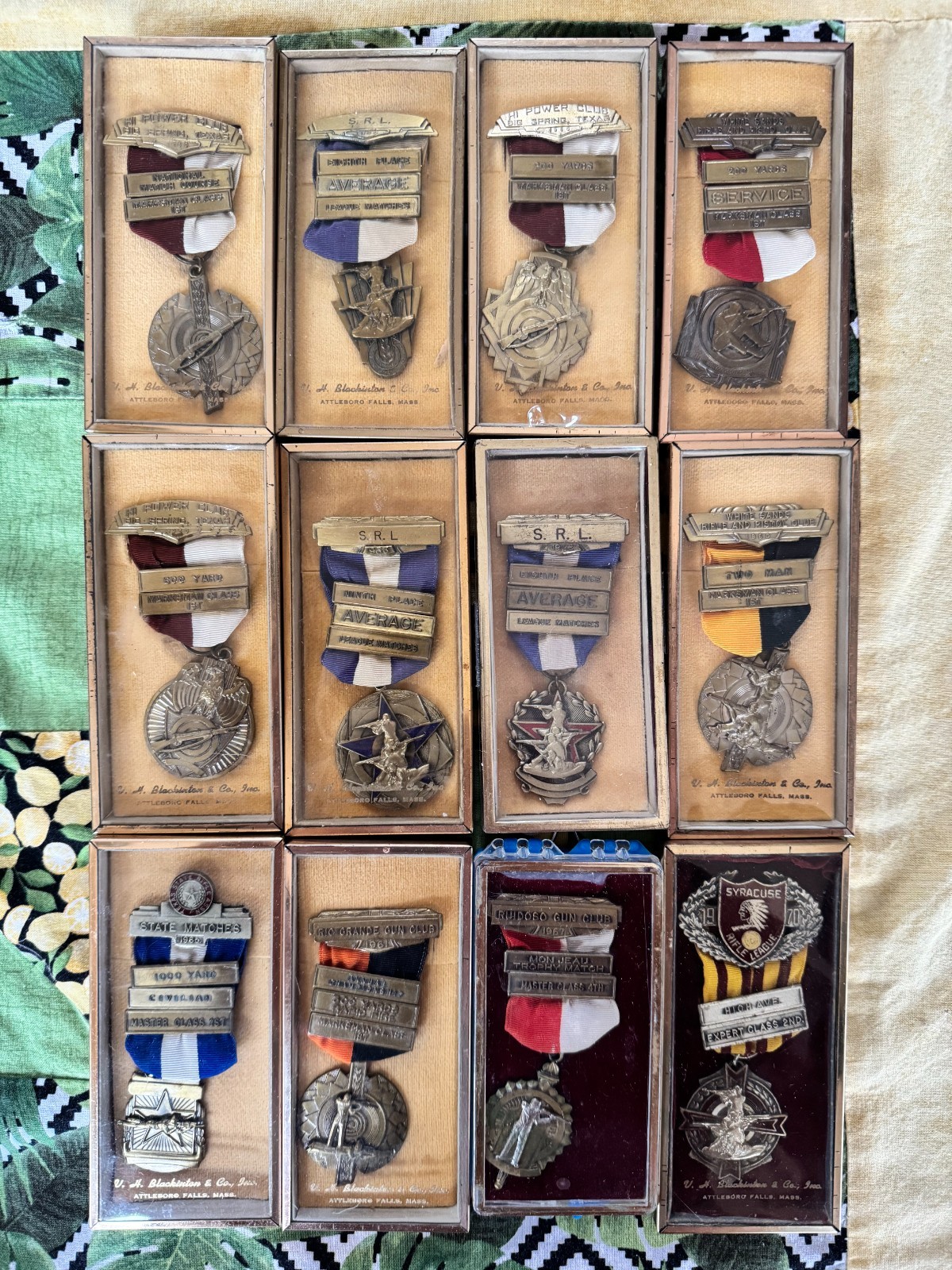 Vintage Rifle Shooting Medals Lot (12) S.R.L. Smallbore Gun Club Awards w/ Boxes