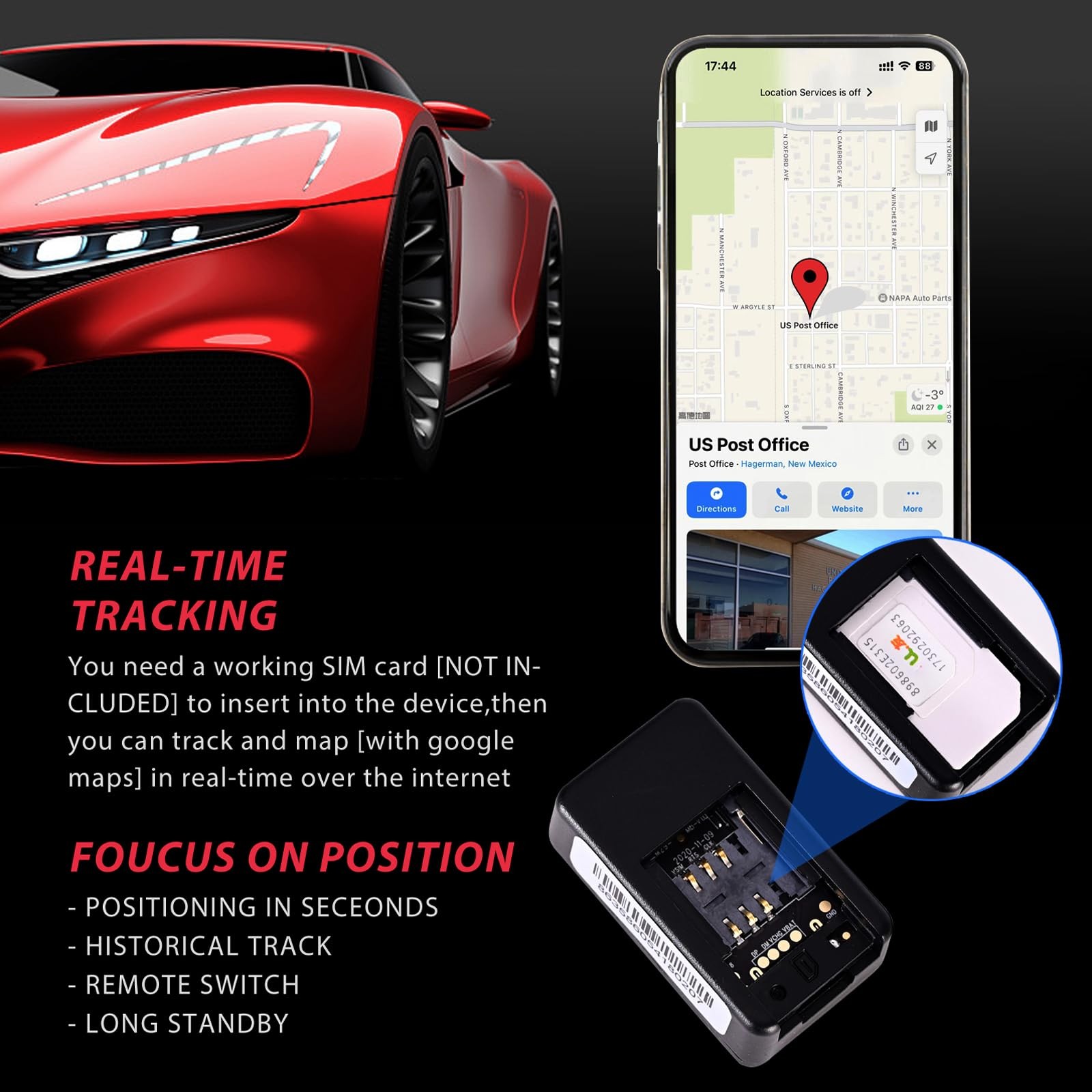 Mini GPS Tracker for Vehicles No Monthly Fee - Real-time Wireless Hidden GPS ...