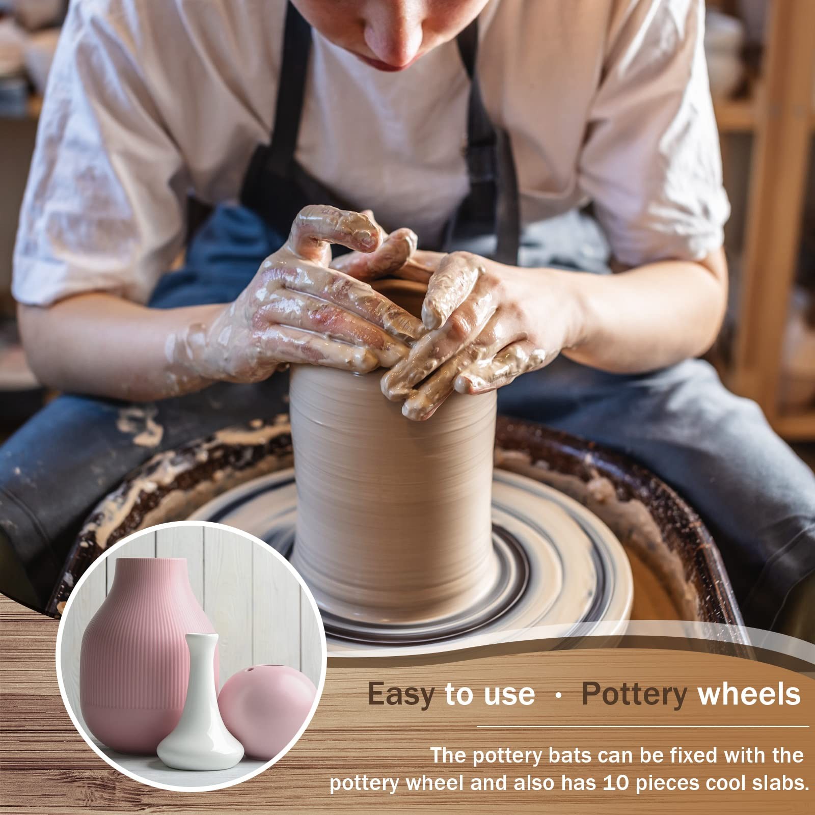 15 Pcs Bat for Pottery Wheel Adapter with Removable Inserts Pottery Bats for ...