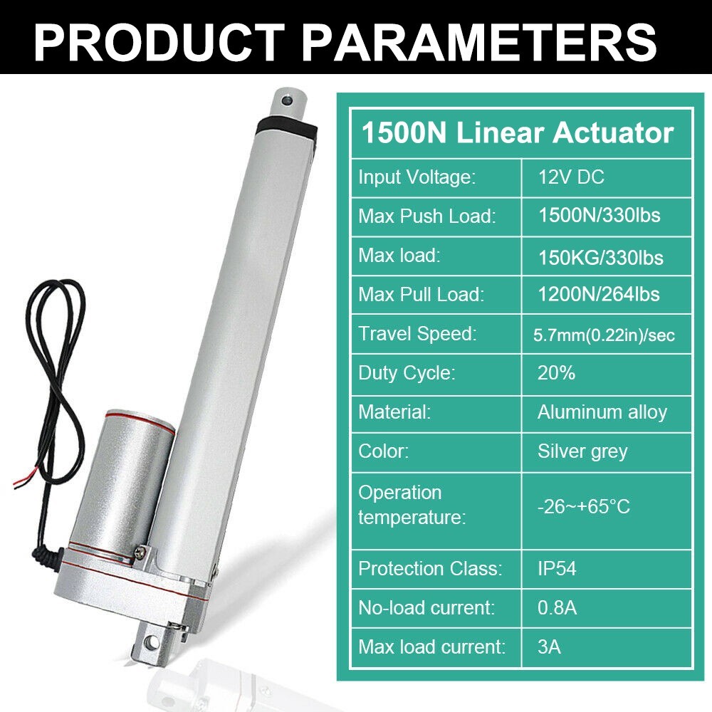 2PCS Heavy Duty 18" DC Linear Actuators 1500N W/ Wireless Controller W/ Brackets