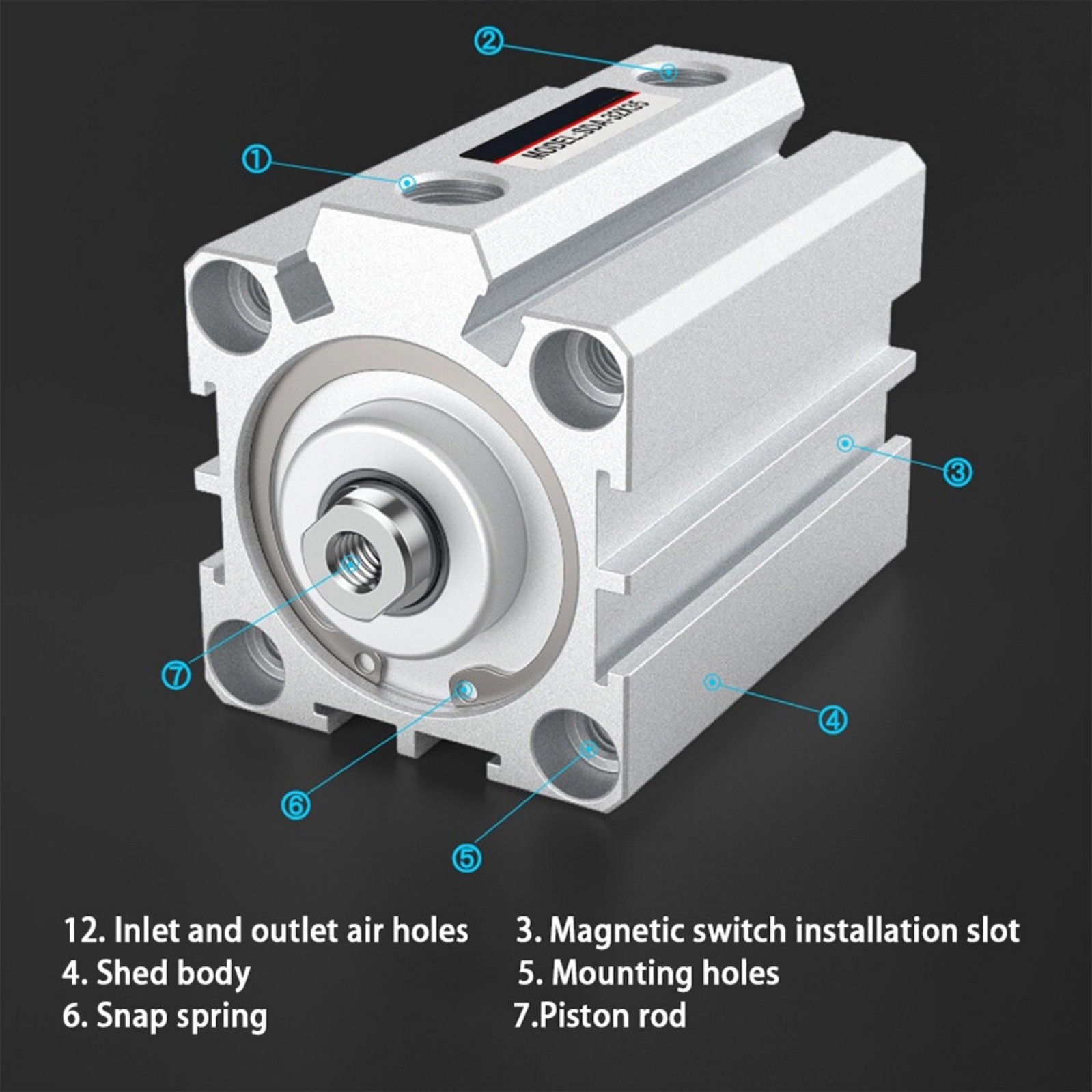 SDA63X5-X100 SDA63 Double Acting Without Magnet Pneumatic Small Thin Cylinder