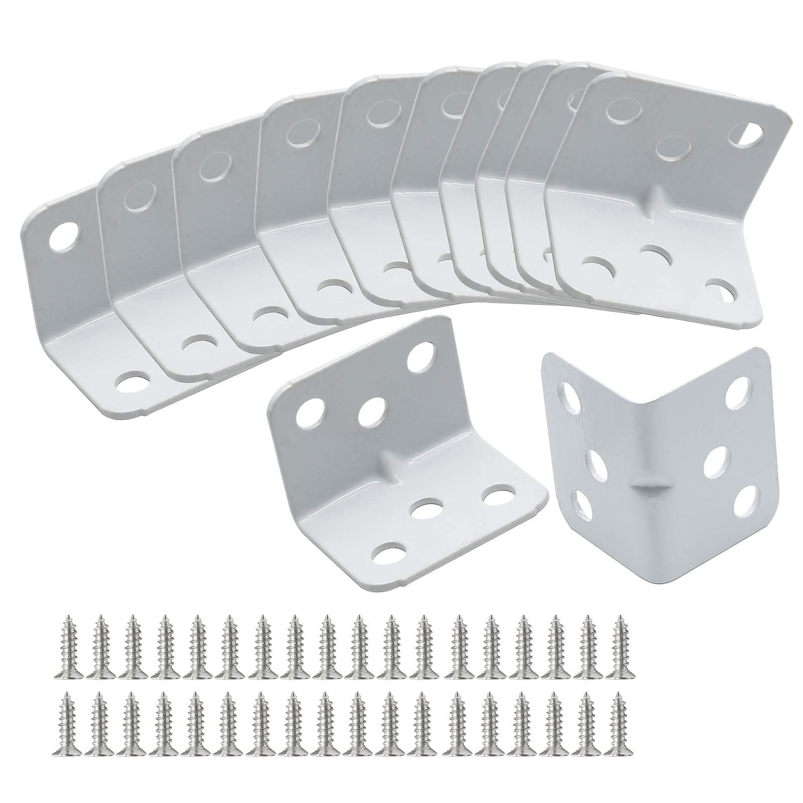 L Shape Shelf Bracket, White, 12 Pcs, 1"x1"x1.3"