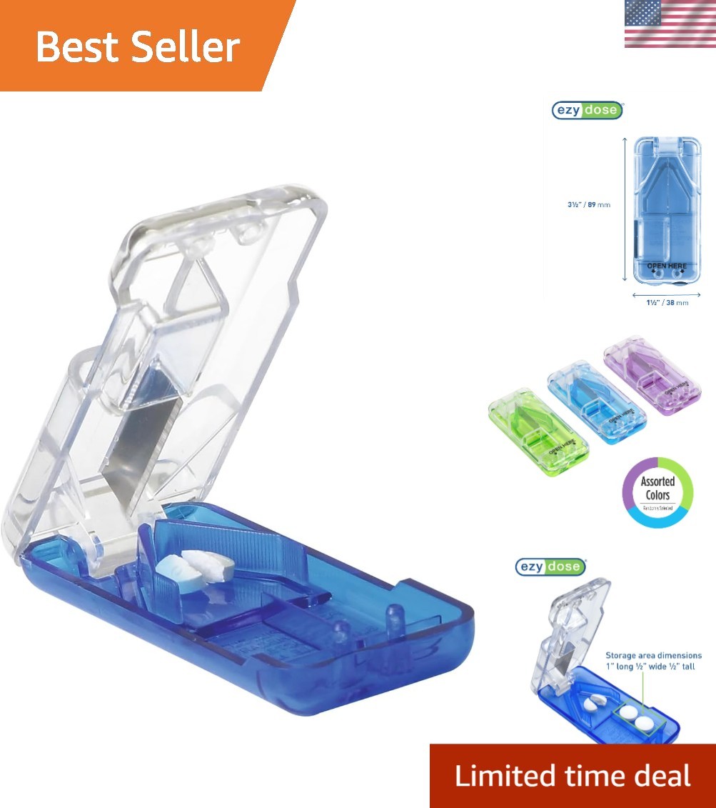 Pill Cutter and Splitter Stainless Steel Blade with Dispenser Cuts Pills Tablets