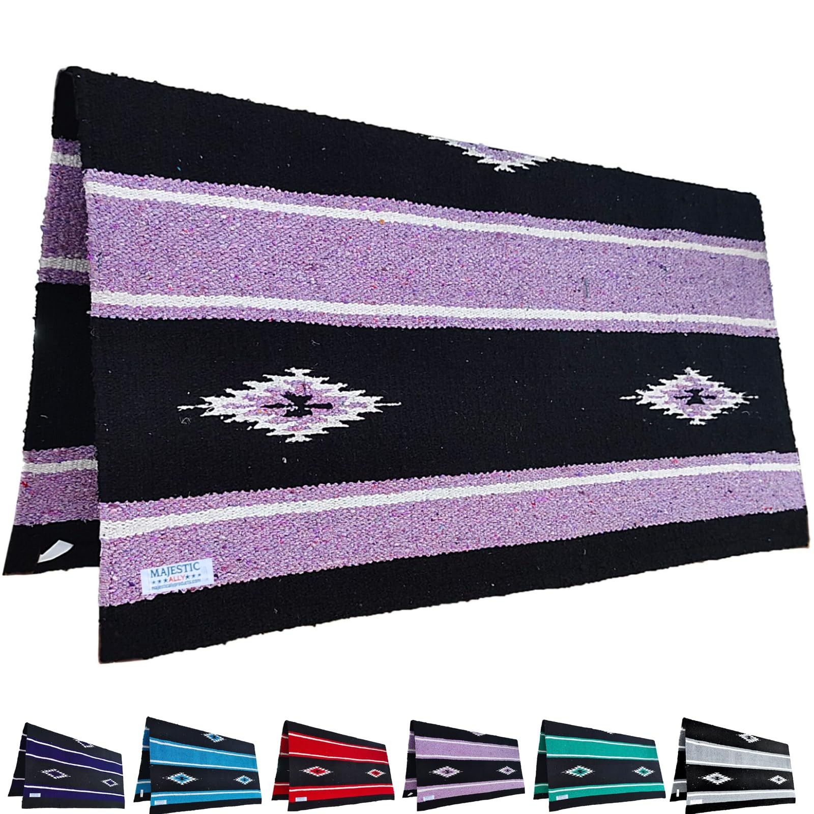 36"x 34" Navajo Design Acrylic Saddle Blanket -2.4 lbs (Purple and Black)