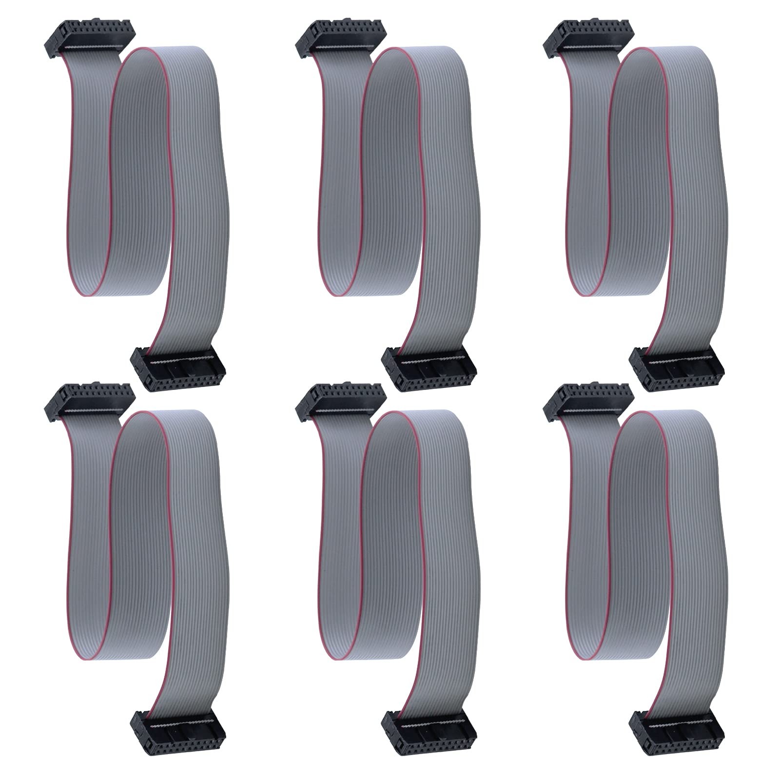F/F IDC Connector 20 Pins Flat Ribbon Cable 2.54mm Pitch 30cm 6 Pcs