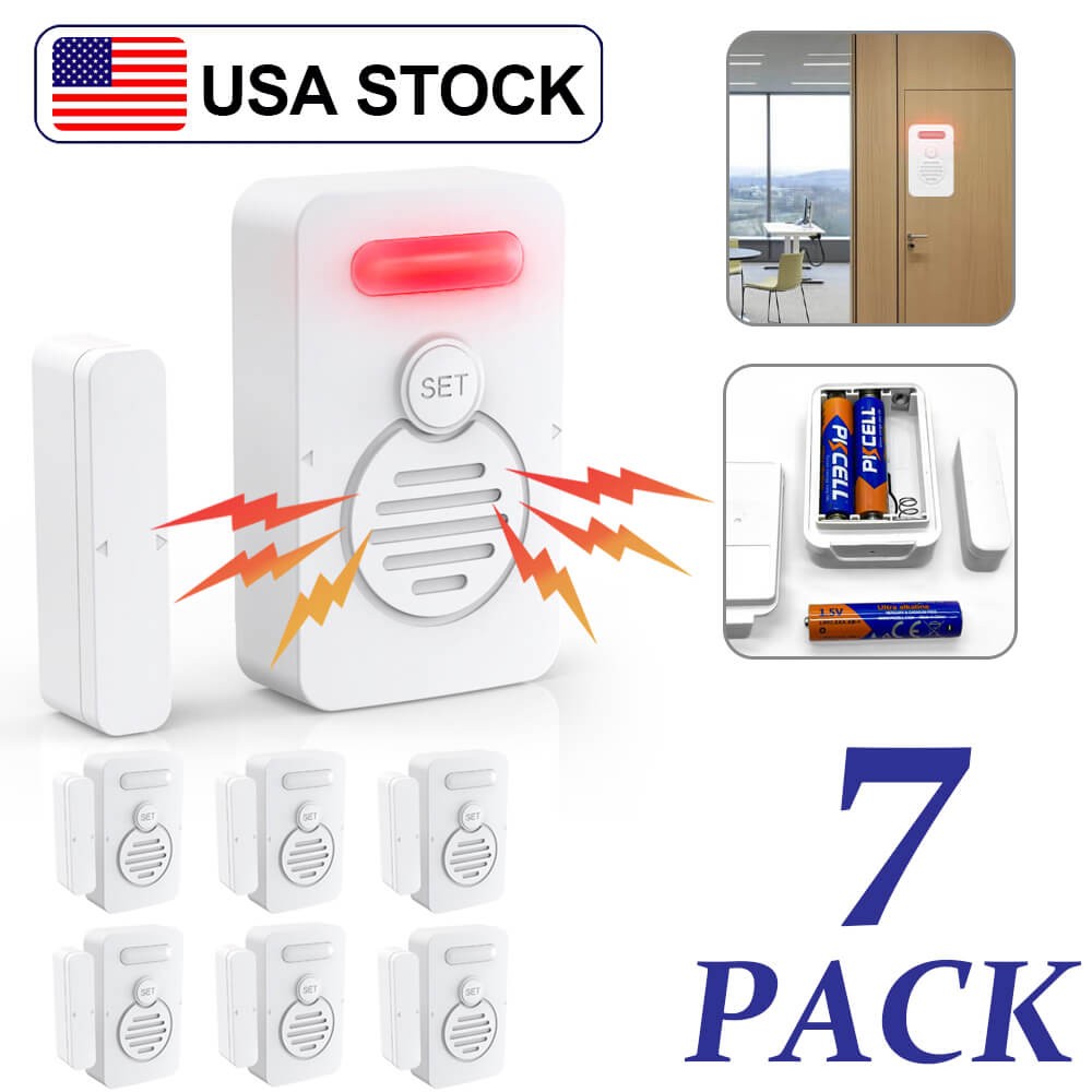 Wireless Voice Door Alarms When Opened 90dB Adjustable Volume Window Alert 7Pack