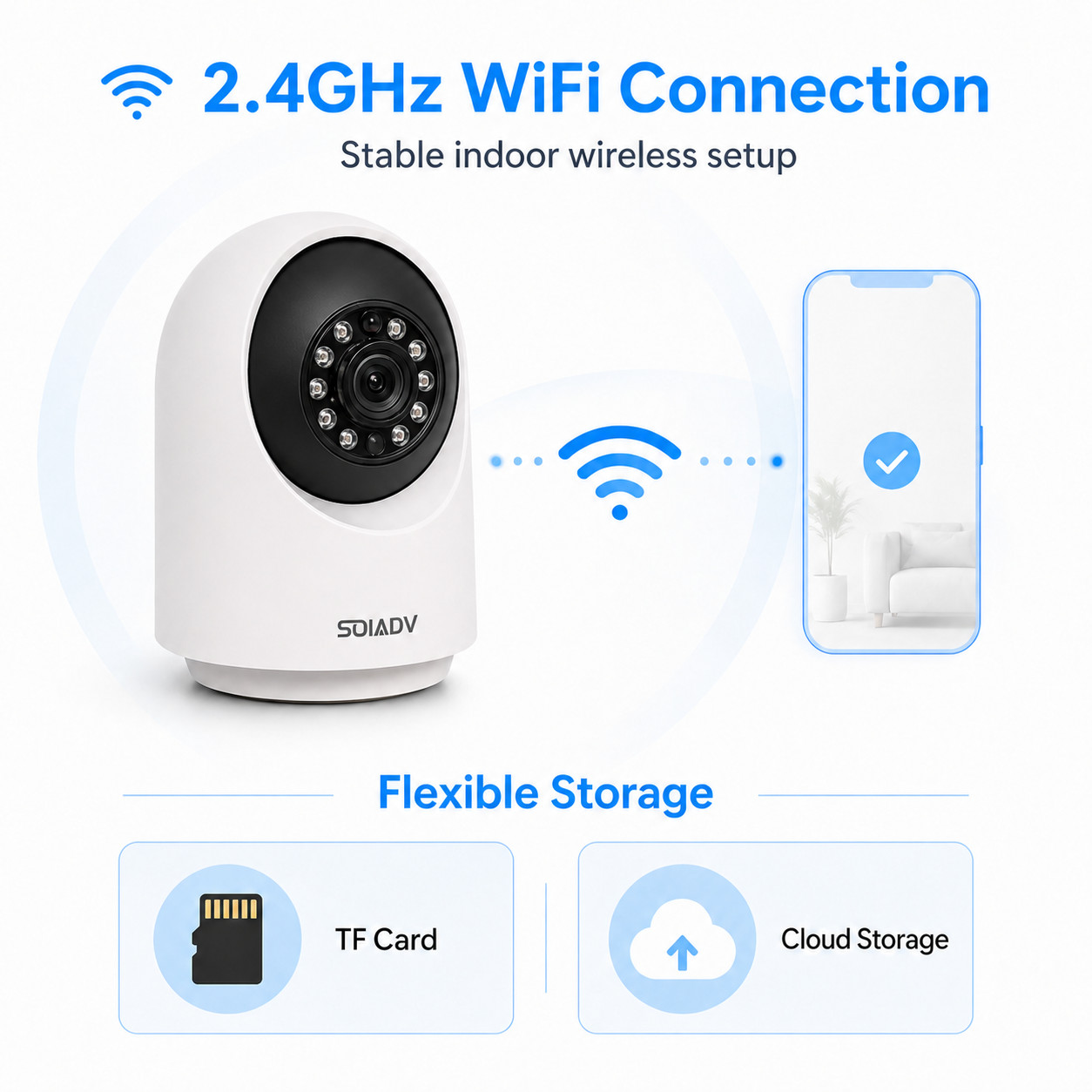 SOIADV WiFi Security Camera Indoor 360° AI Movement Detection Cloud/SD 2PACK