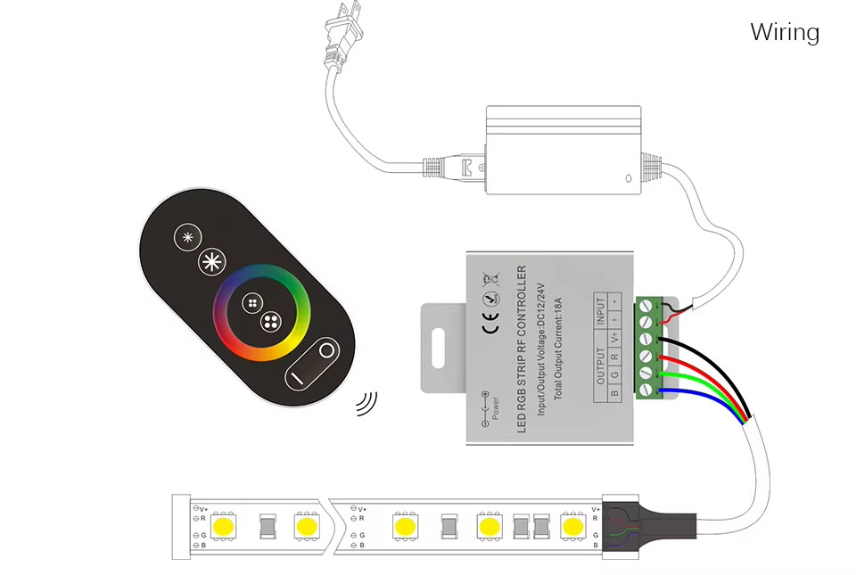 LED RGB Strip Controller 18A DC12V 24V RF Wireless Touch Remote Control Dimmer