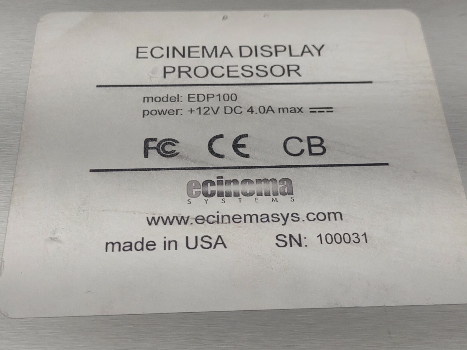 eCinema EDP100 Display Processor, SD or HD-SDI to DVI for Apple Cinema Display