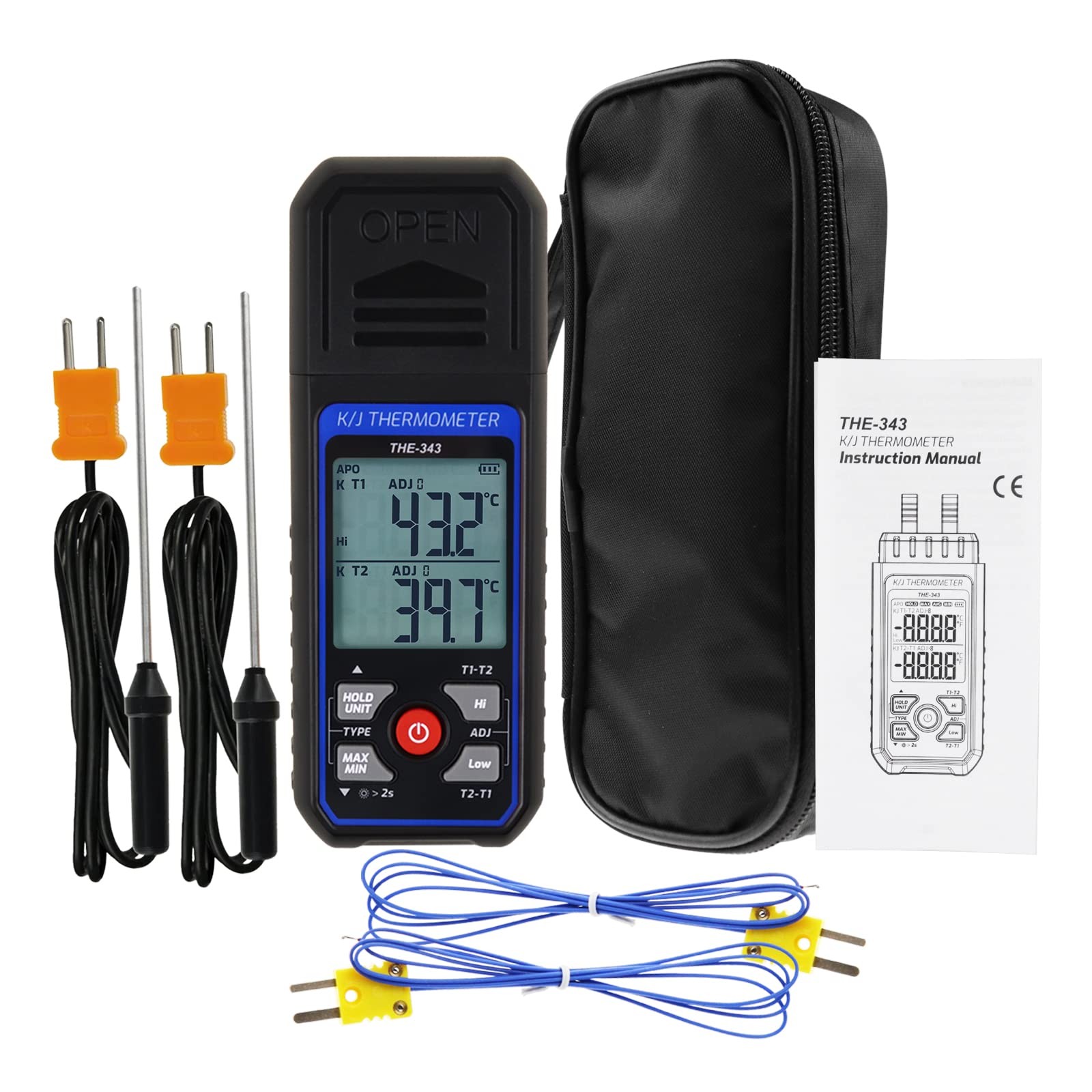 Thermocouple Thermometer Digital K Type with 4 Black