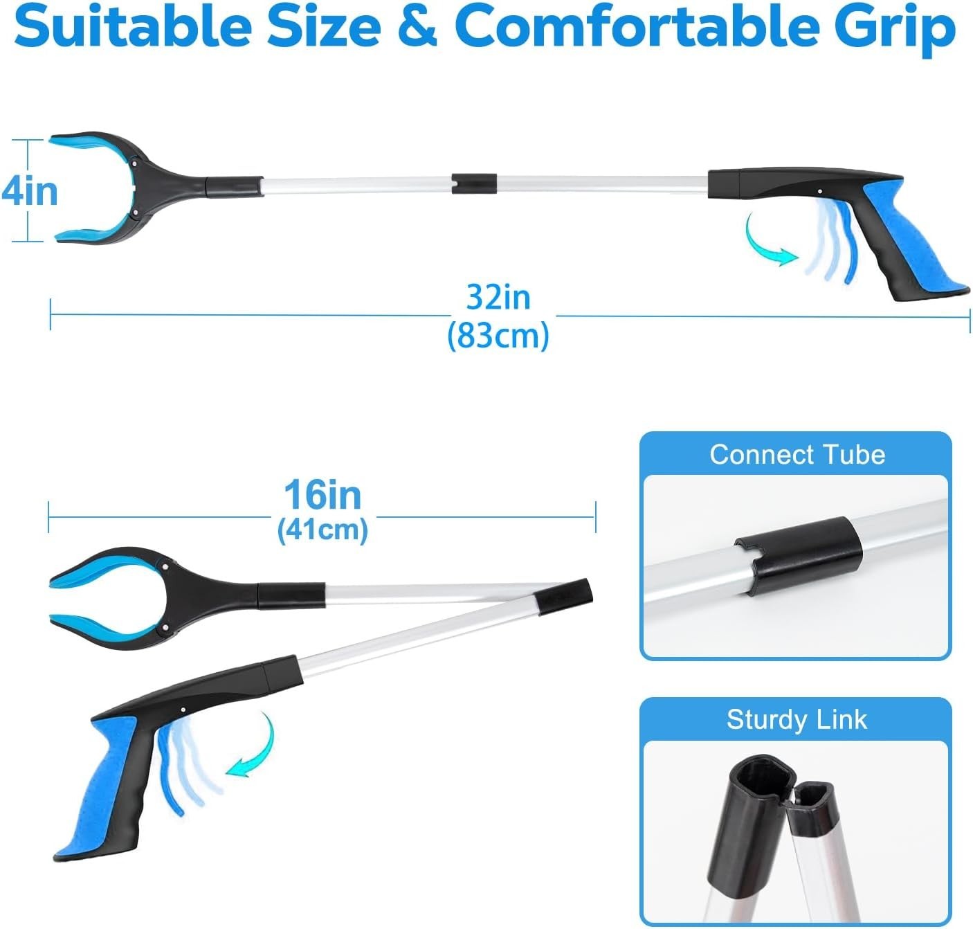 Grabber Reacher Tool - 32” Extra Long Foldable Gripper and Reaching Tool - Heavy