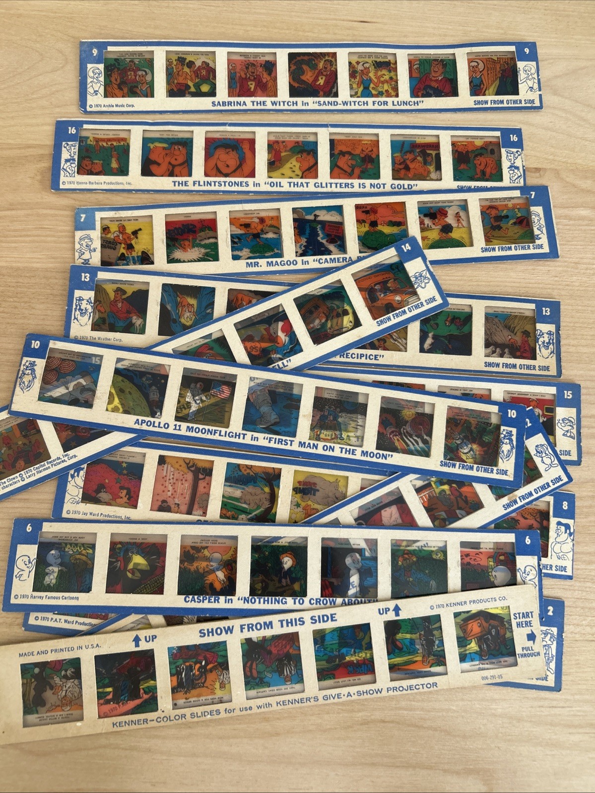 Kenners Give A Show Projector Color Slides 1970  17 Various Cartoon Slides