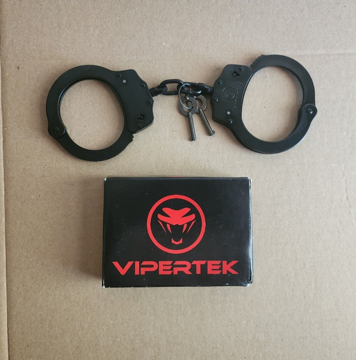 🔥 Vipertek VTS-HC801-B Double Lock Steel Handcuffs with Keys BLACK 🔥