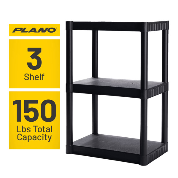 3 Tier Snap Fit Plastic Storage Shelf Garage Workshop Laundry Organizer Black