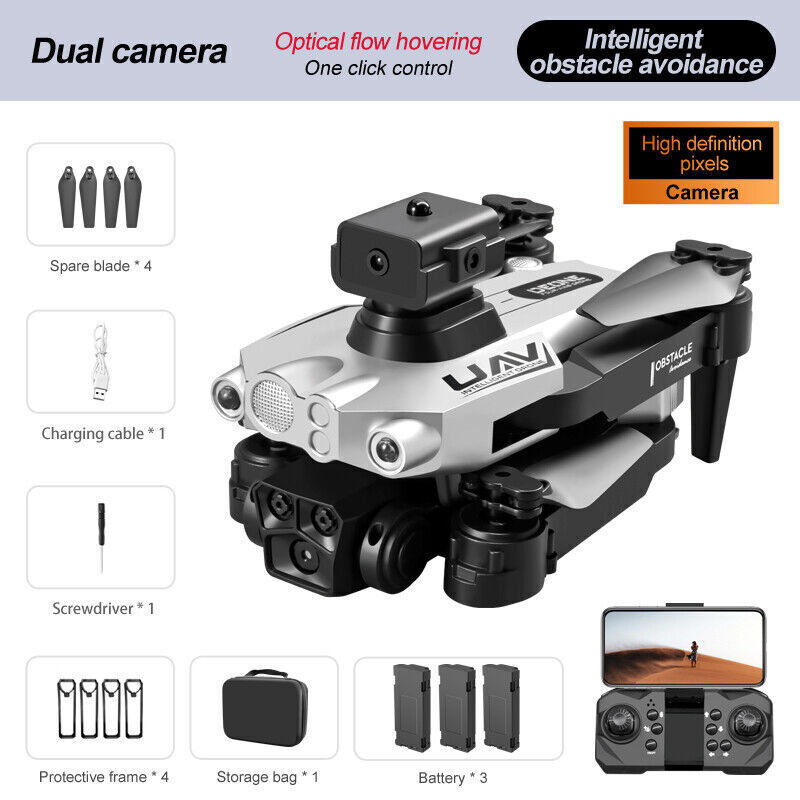 LU200 Drone WIFI FPV 4K HD Dual Camera Obstacle Avoidance Quadcopter 3 Battery