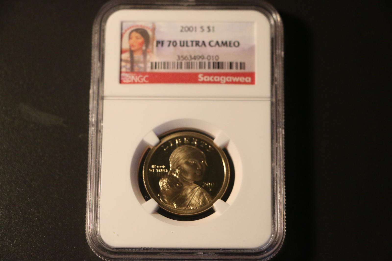 2001-S $1 Sacagawea NGC PF 70 Ultra Cameo in Native American Holder
