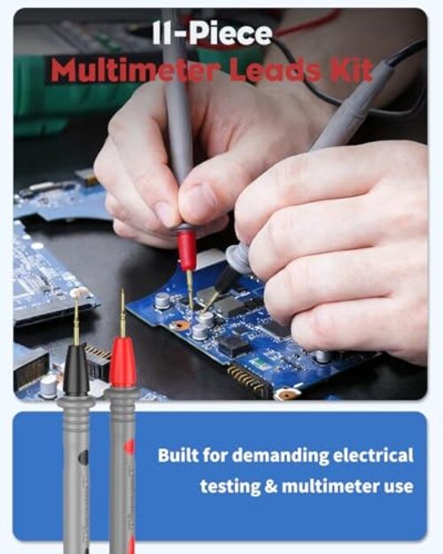 Vibit 11 Pcs Multimeter Test Leads, Multimeter Leads Kit with Back Probes,