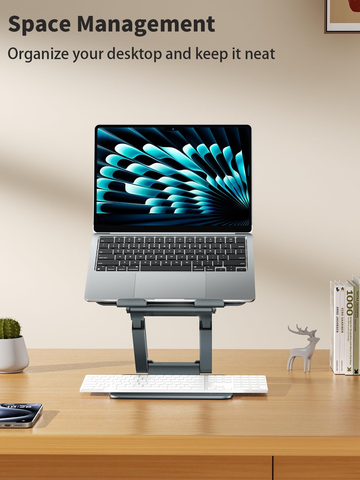 Laptop Stand for Desk Adjustable Height, Telescopic Computer Stand with Pull ...