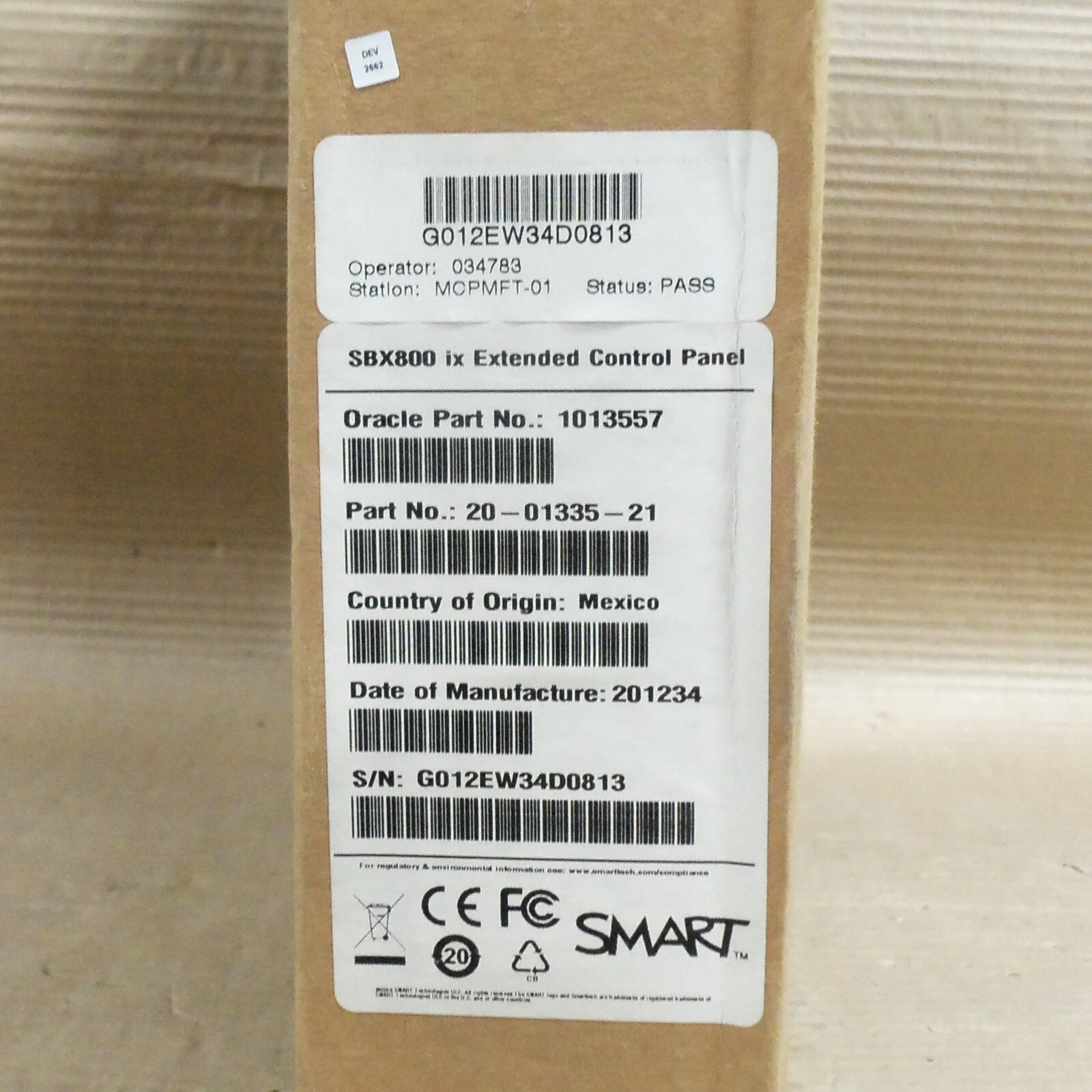 NEW SMART SBX800 ix EXTENDED CONTROL PANEL 20-01335-21 ORACLE 1013557 BOARD
