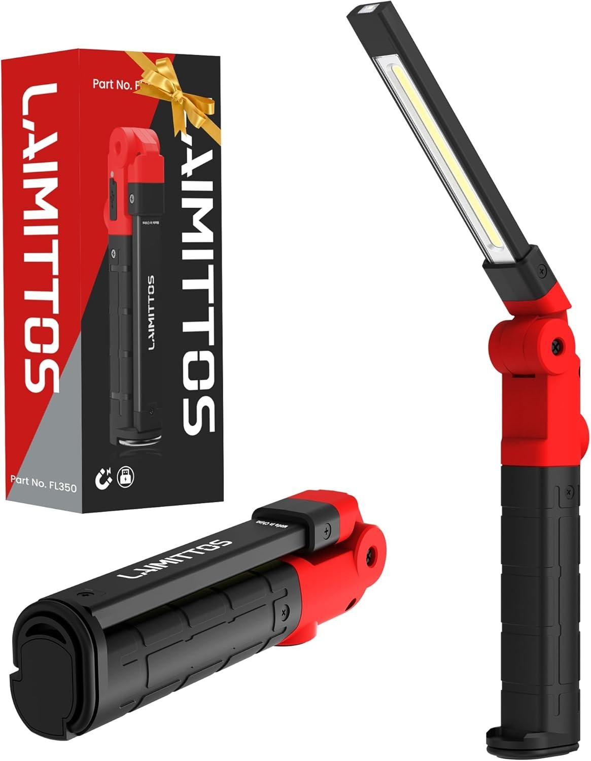 Rechargeable LED Work Light Magnetic Foldable Flashlight with Hook 3 Modes | Eba