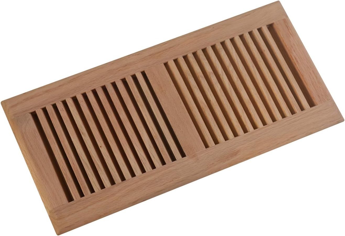6 Inch X 14 Inch Red Oak Hardwood Vent Floor Register Self Rimming Unfinished