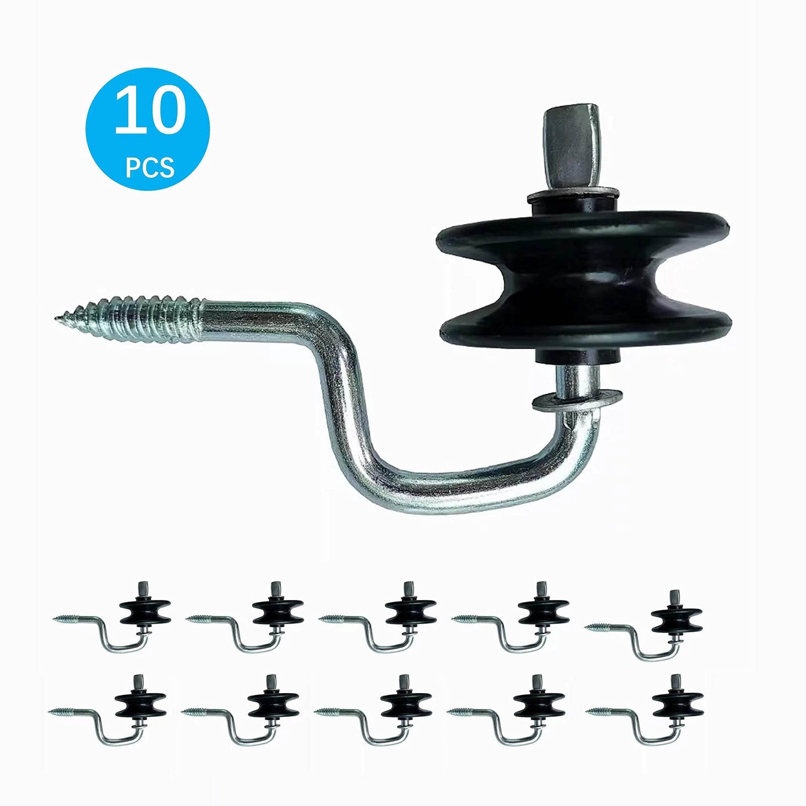 QMARK 10 Pack Electric Fence Wood Post Anchors, Wood Post Screw-in Insulators...