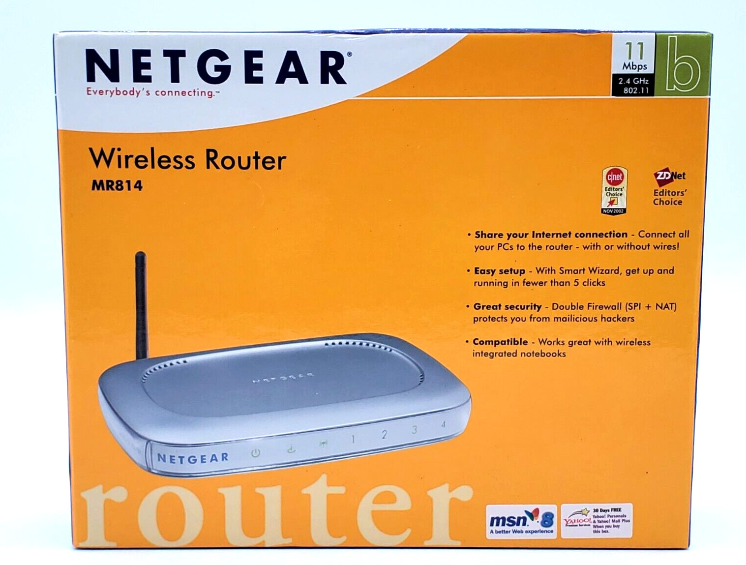 Netgear Wireless Router MR814 V2 11 Mbps 4-Port 10/100 Tested New Open Box
